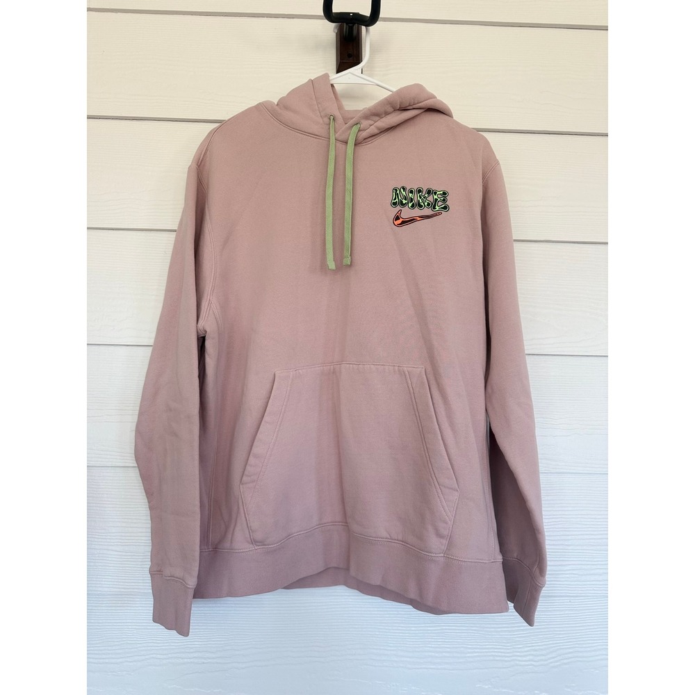 A- 67- Nike Sportswear Mens Pink Nature Graphic Hoodie Sweatshirt Medium